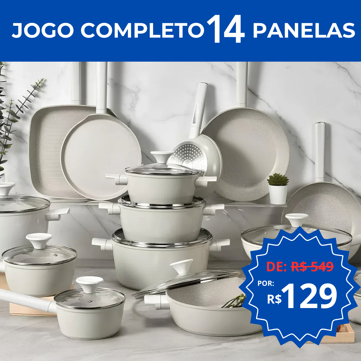 Jogo Completo 14 Panelas Ceramic Smart Plus + Brinde Exclusivo